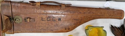 Lot 464 - A leg of mutton leather gun case inscribed...