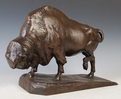 Lot 176 - A bronze figure of a bison, 20th century,...