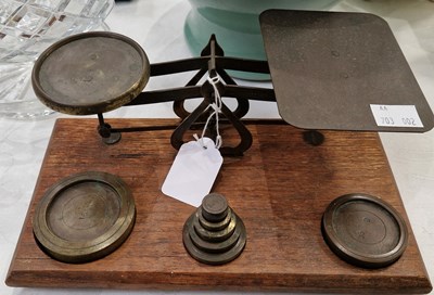 Lot 475 - A set of Antique brass postage scales and...