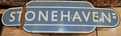 Lot 490 - Railwayana interest - a Stonehaven enamelled...