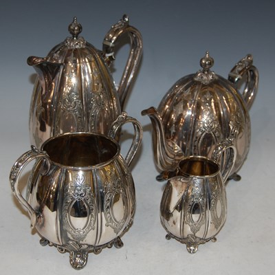 Lot 100 - A four-piece EPBM tea set by James Dickson &...