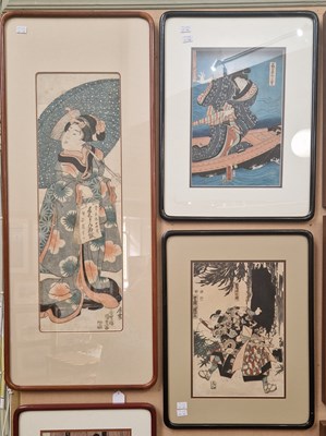 Lot 631 - Four assorted Japanese woodblock prints to...