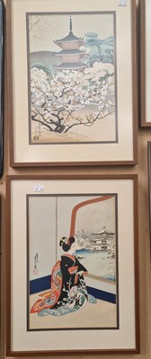 Lot 632 - Three Japanese woodblock prints to include...