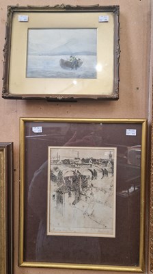 Lot 640 - James Clark The Old Brig, Ayr etching, signed...