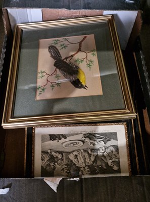 Lot 545 - A box of assorted framed engravings and two...