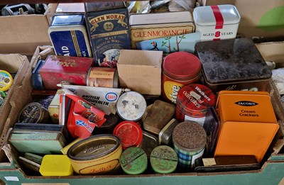 Lot 549 - A box of assorted vintage advertising tins to...