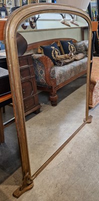 Lot 689 - A 19th century gilt framed overmantle mirror,...