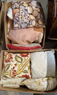 Lot 695 - Two boxes of assorted cushions.