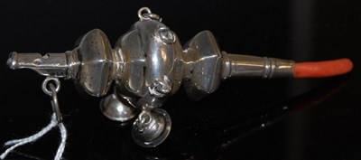 Lot 113 - A Birmingham silver childs rattle, makers mark...