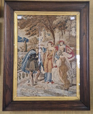 Lot 600 - A 19th century needlework picture, worked in...