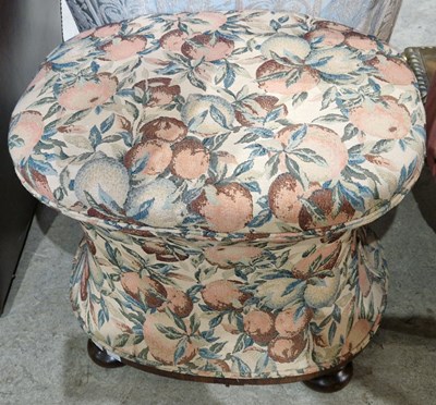 Lot 707 - A 19th century rosewood upholstered oval stool,...