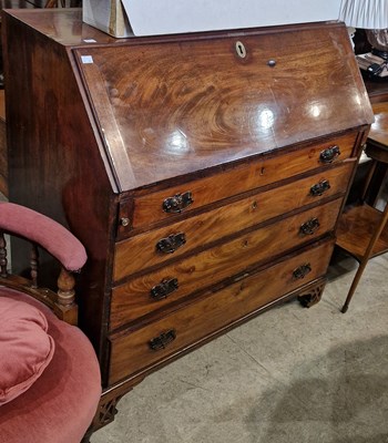 Lot 708 - A George III mahogany bureau, with later...