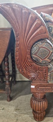 Lot 661 - A large Regency style carved wood sofa, 101cm...