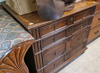 Lot 662 - A 17th century oak chest of four drawers,...