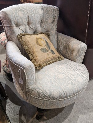 Lot 767 - A Victorian walnut upholstered armchair on...