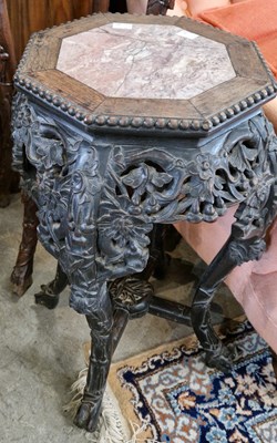 Lot 742 - A Chinese darkwood octagonal urn stand, Qing...