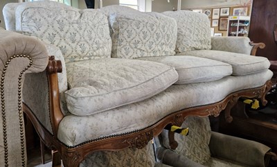 Lot 754 - A blondewood lounge suite comprising...