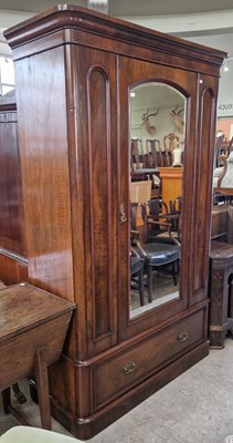 Lot 770 - A Victorian walnut mirror door wardrobe set...