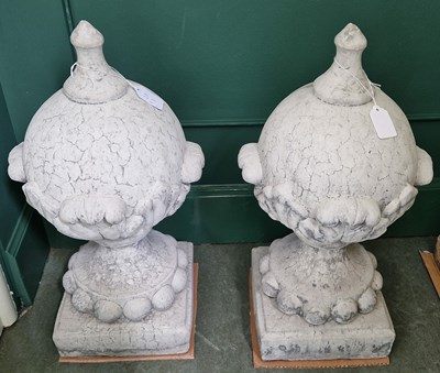 Lot 778 - A pair of composite stone ornamental finials,...