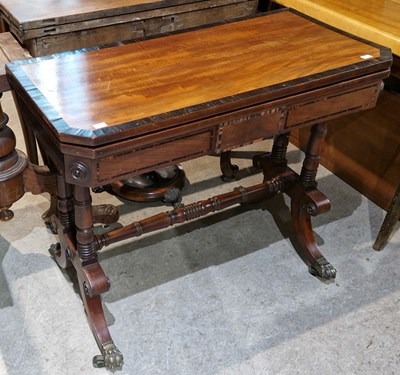 Lot 805 - A 19th century mahogany and calamander / ebony...