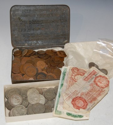 Lot 132 - A collection of assorted coinage and banknotes...