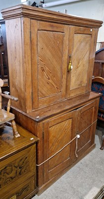 Lot 851 - An antique pine side cabinet, the upper...