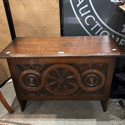 Lot 864 - An antique style oak coffer, the hinged...