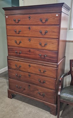 Lot 659 - A 19th century mahogany chest on chest, with...