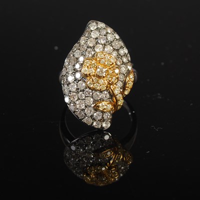 Lot 208B - A yellow and white metal diamond cluster ring,...