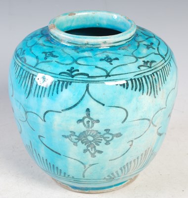 Lot 417 - An early 20th century Persian pottery vase,...