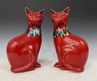 Lot 410 - A pair of Poole Pottery cat figures in the Red...