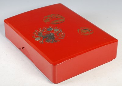 Lot 579 - A Japanese red lacquer rectangular shaped...