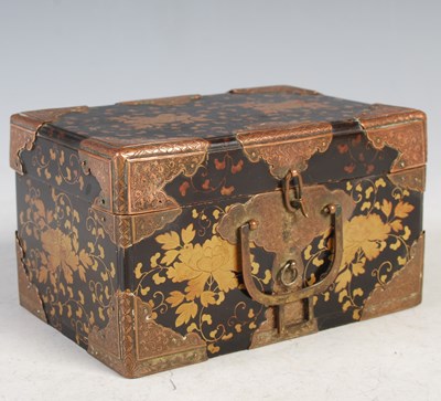 Lot 582 - A 19th century Japanese lacquered casket and...