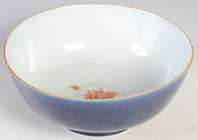 Lot 502 - A Chinese porcelain blue ground punch bowl,...