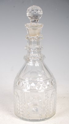 Lot 2 - A 19th century cut glass decanter and stopper,...