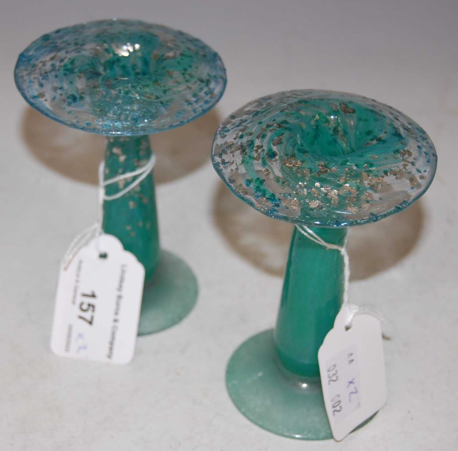 Lot 157 - A rare of pair of Monart glass mushroom-shaped...