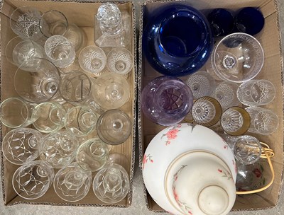 Lot 580 - Two boxes - assorted glassware to include pair...