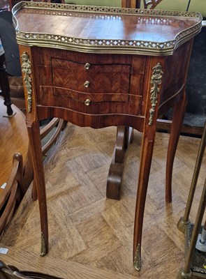 Lot 775 - A French Kingwood, ebony lined and gilt metal...