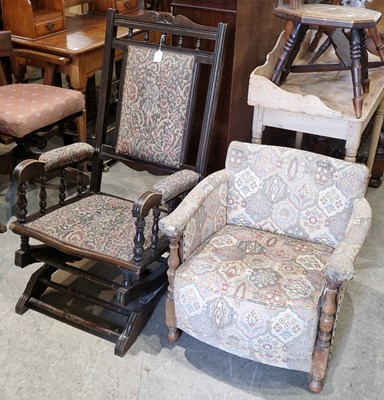 Lot 808 - An antique needlework upholstered armchair...