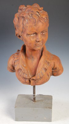 Lot 353 - A composite bust of a girl, on grey painted...