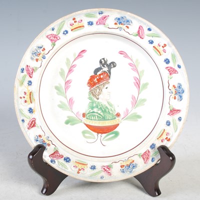 Lot 32 - A 19th century pearlware commemorative plate,...