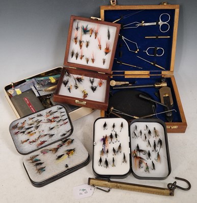 Lot 376 - Fishing interest - A collection of flies,...