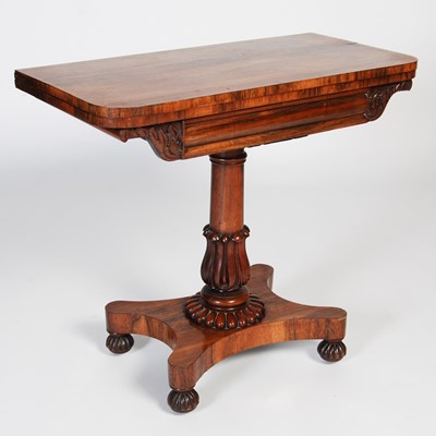 Lot 42 - A 19th century rosewood pedestal card table,...