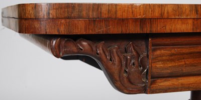 Lot 42 - A 19th century rosewood pedestal card table,...