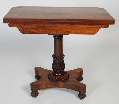 Lot 42 - A 19th century rosewood pedestal card table,...