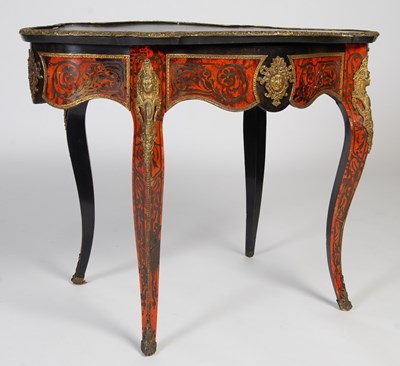 Lot 89 - A late 19th century red boulle centre table,...