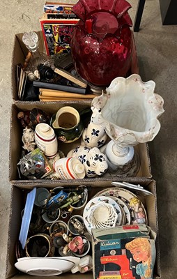 Lot 605 - Three boxes - assorted mixed wares to include...