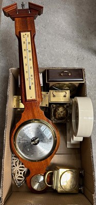 Lot 611 - Box - assorted clocks and barometers to...