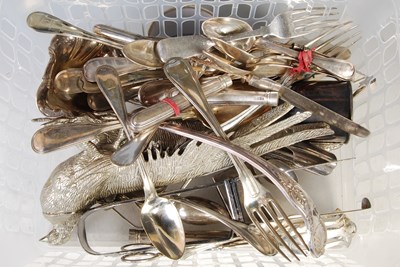 Lot 342 - Box - assorted EP ware to include flatware; a...