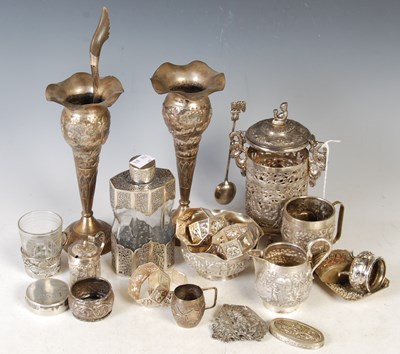 Lot 351 - Box - assorted Eastern silver and white metal...